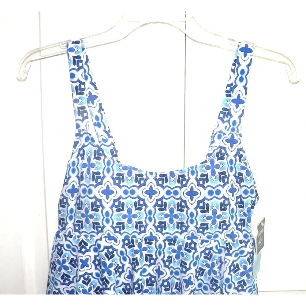 Swim Solutions Women's High-Low Double-Tier One-Piece Swimsuit in Blue Size 8 - Picture 5 of 9